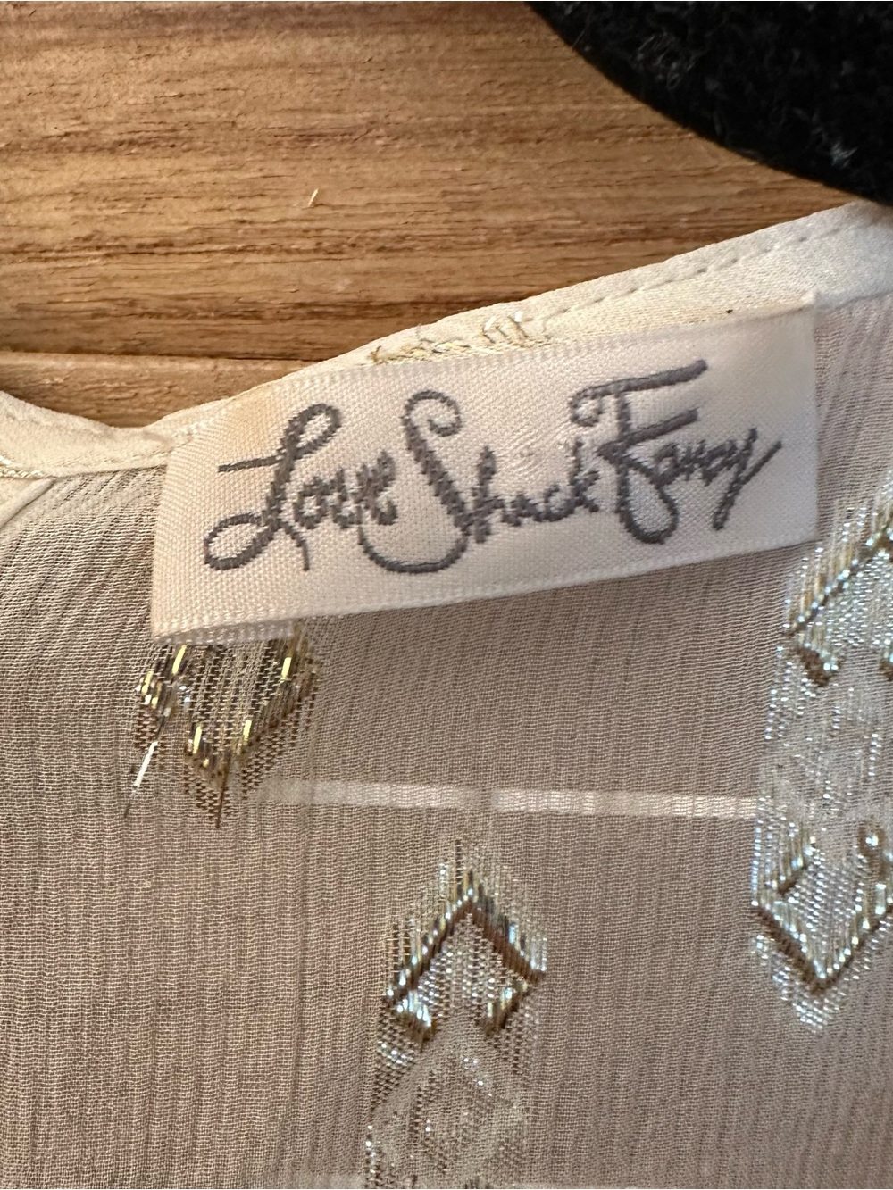 LoveShackFancy Erin Blouse Cream With Metallic SZ S - Picture 4 of 6
